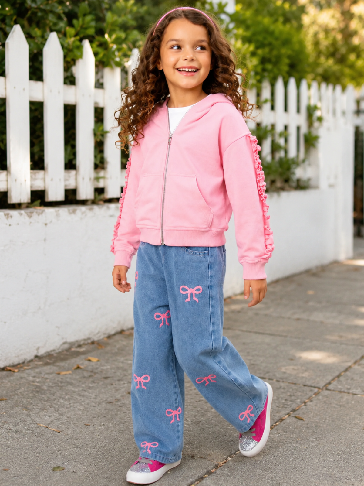 Pretty in Pink Bow Denim 3-Piece Outfit